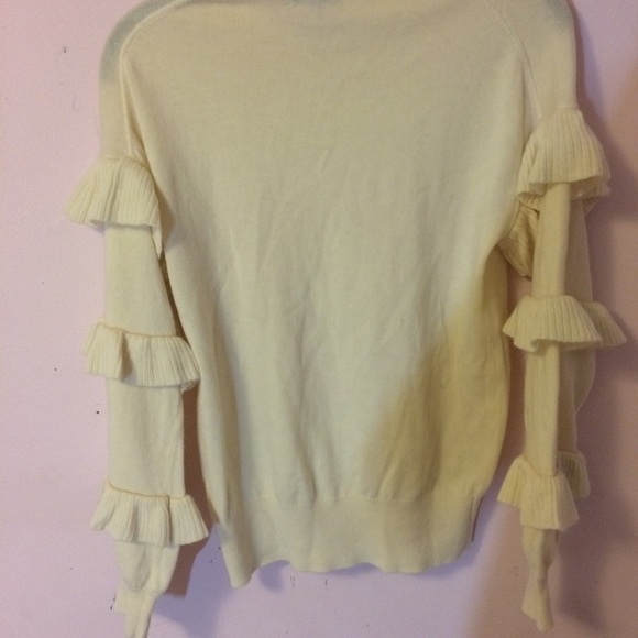 3/$30 J. CREW IVORY RUFFLE SLEEVE CREW NECK SWEATER XS - Picture 4 of 7